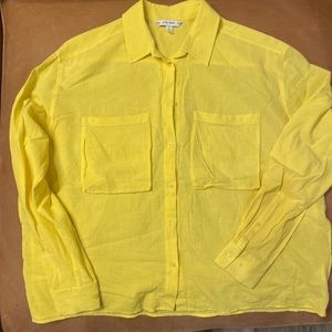 Other stories bright yellow cropped button down shirt